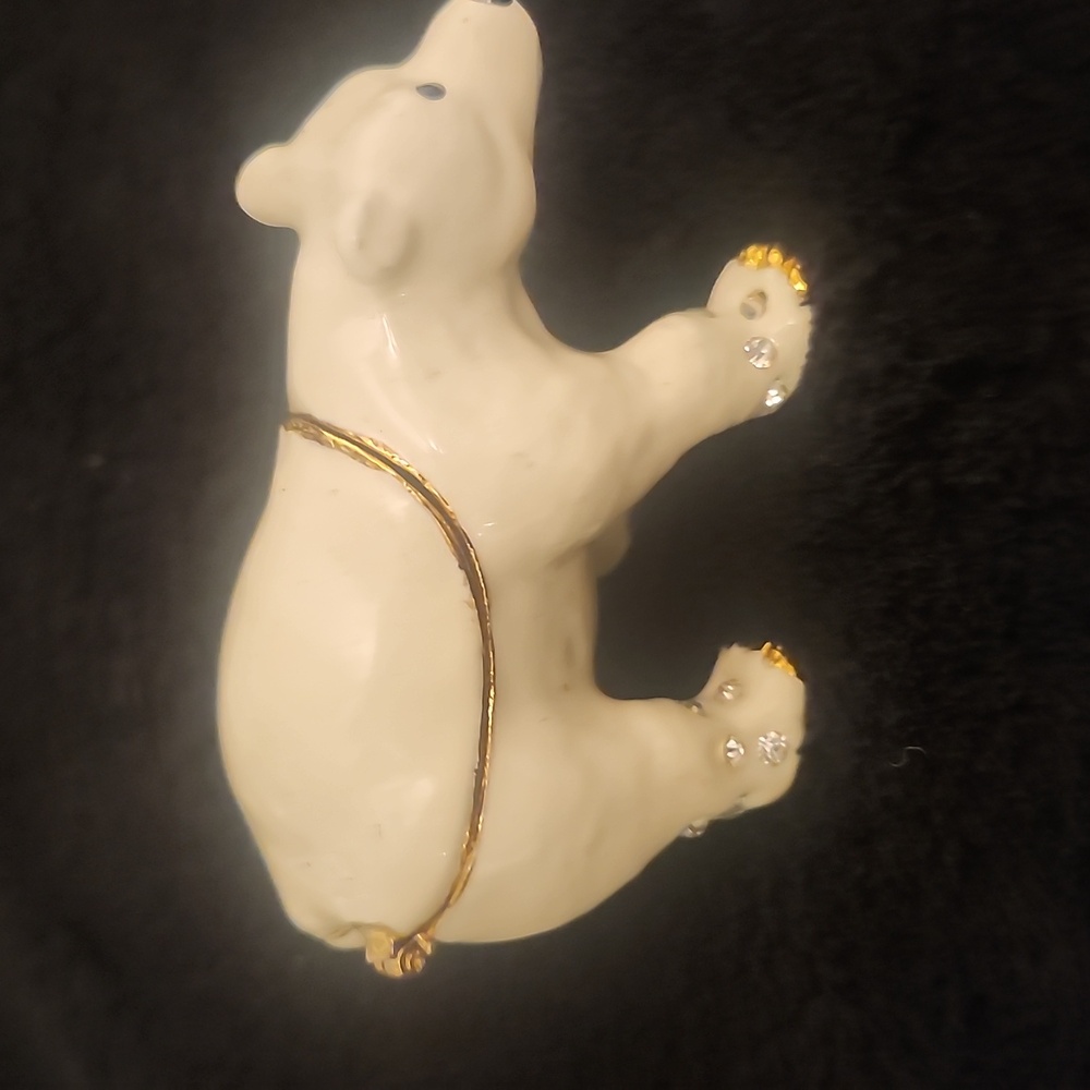 Elegant Cream Polar Bear Figurine with Gold Accents